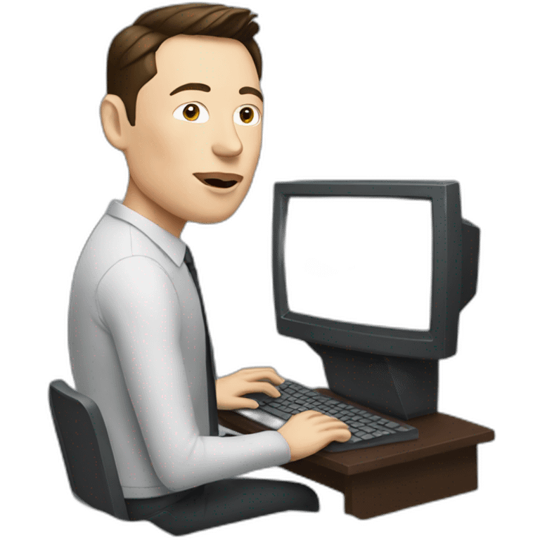 Elon musk typing in a computer emoji