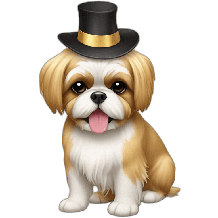 golden shih tzu partying with hat emoji