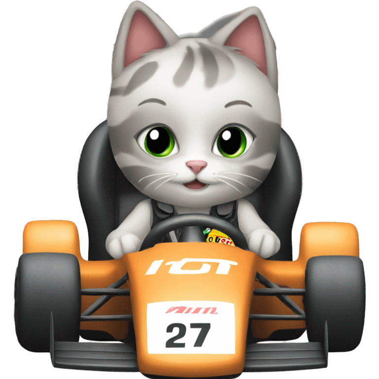 cat driving a formula one car emoji