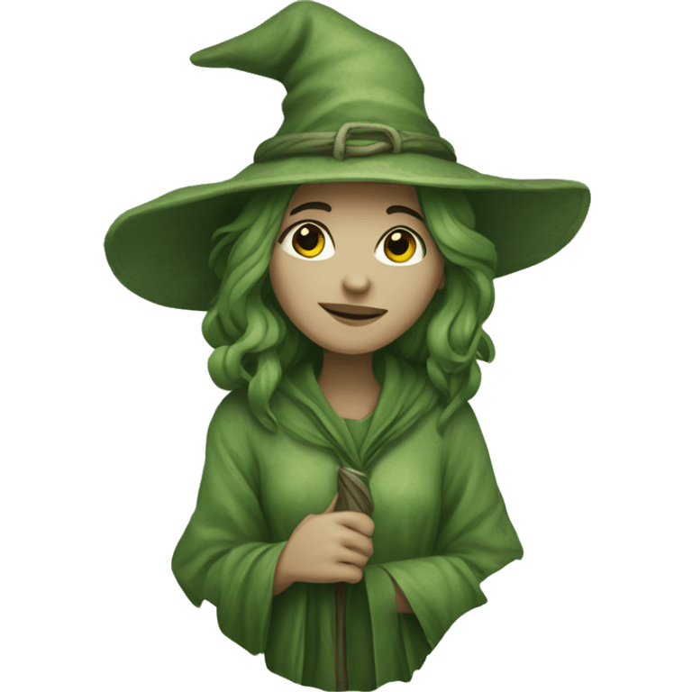 Foresty witch in natural green colours, and plants emoji