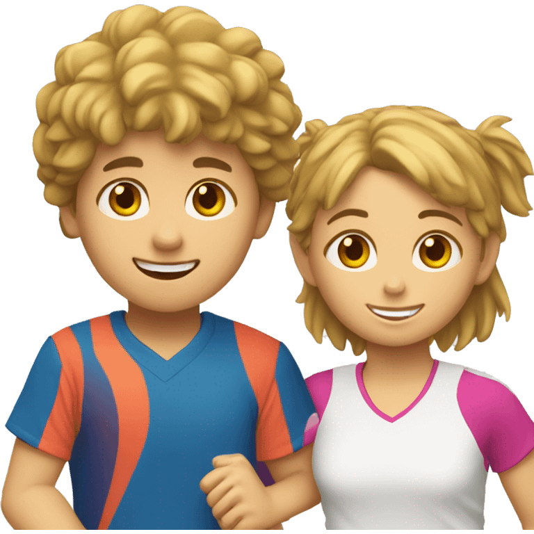 girl and boy – padel tennis player and runner emoji