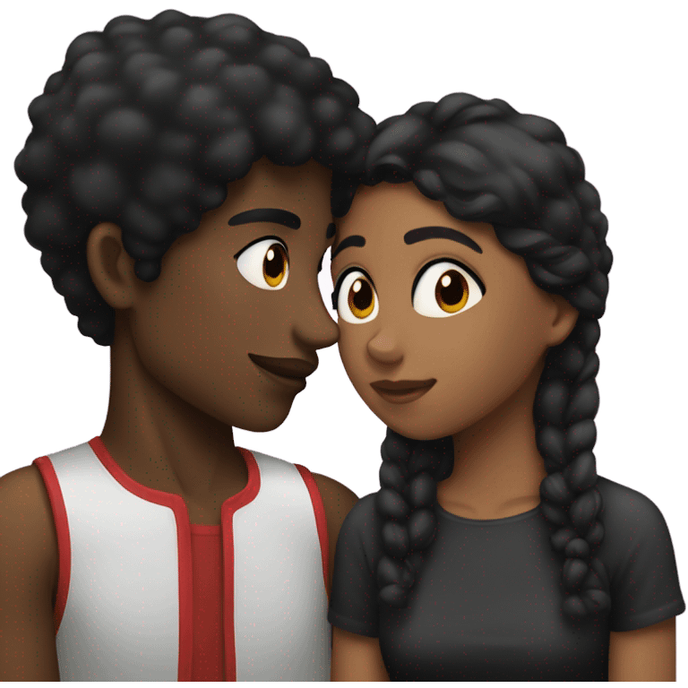 Black Boy black hair kissing girl emoji