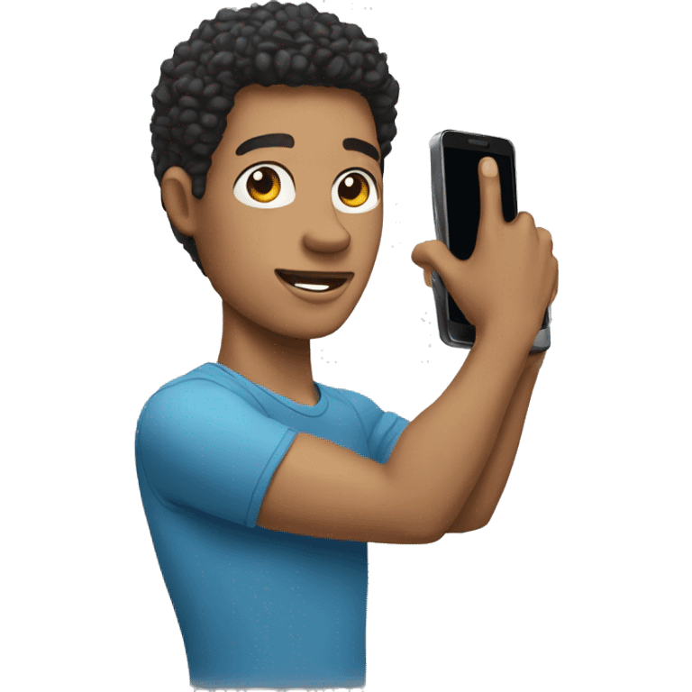 light skin man's arm holding a phone emoji