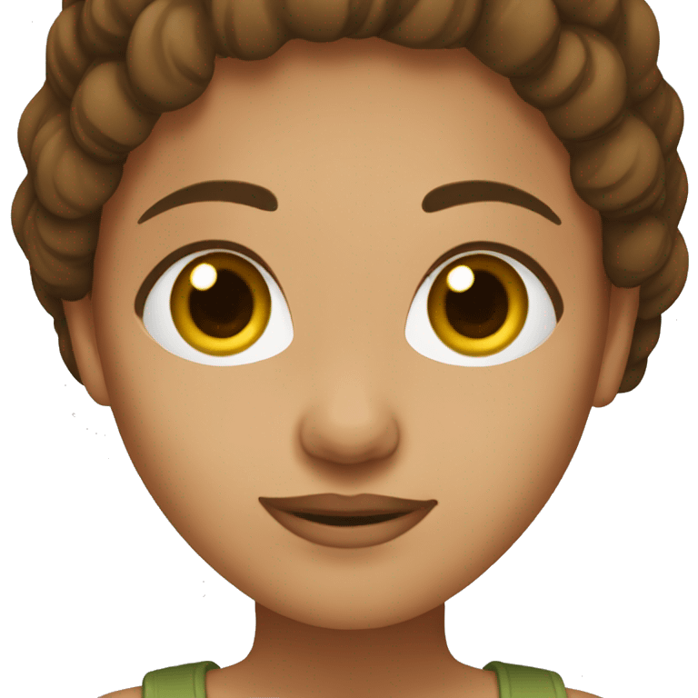 Brown hair, brown eyes, olive skin, woman emoji