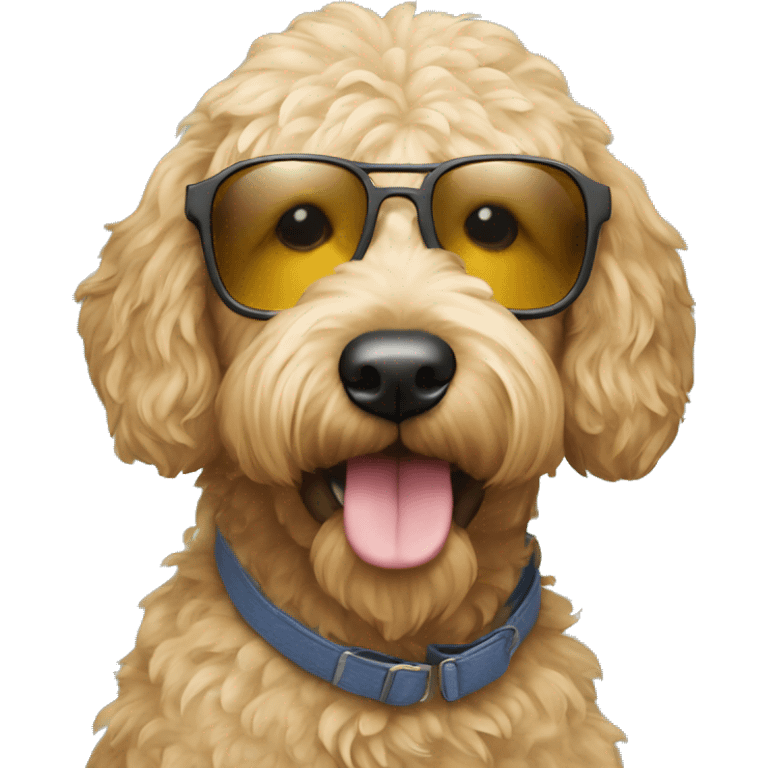 Goldendoodle wearing sunglasses emoji