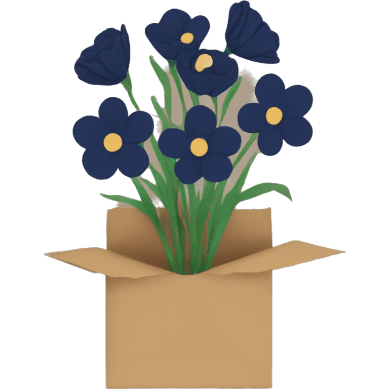 navy flowers with brown paper wrap emoji