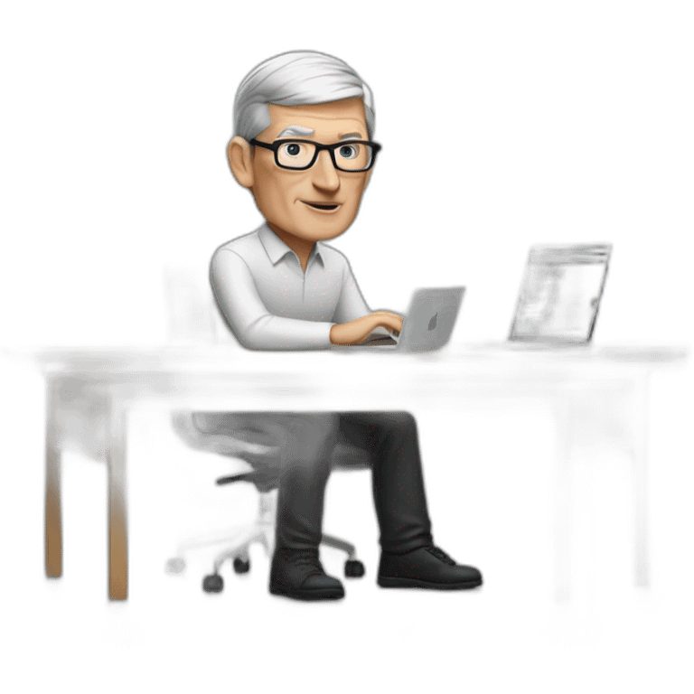 tim cook with macbook on desk emoji