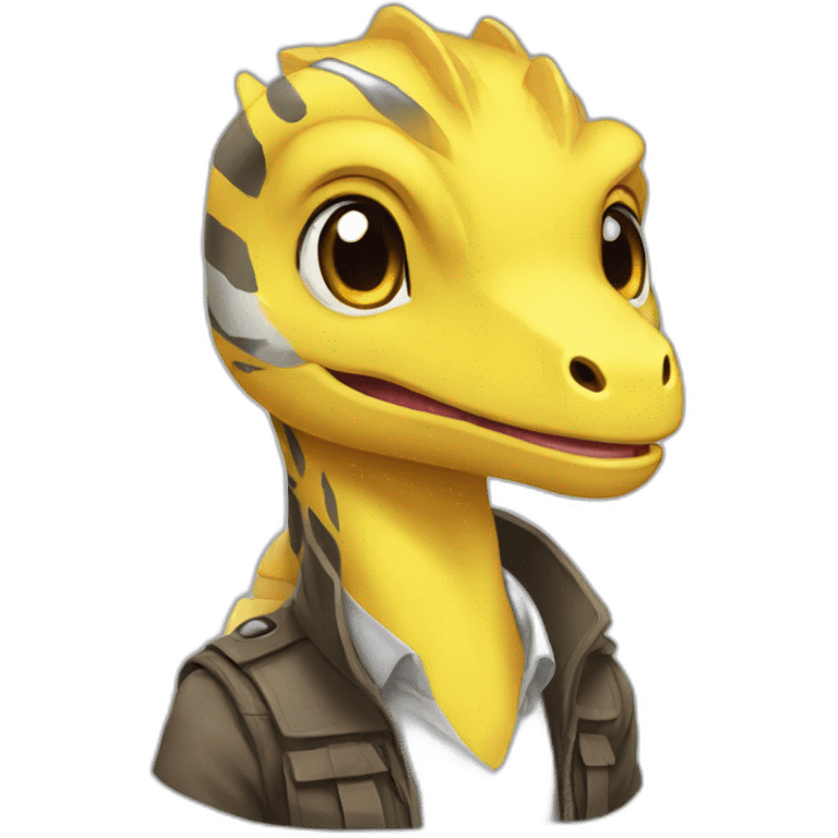 cute yellow velociraptor anime emoji