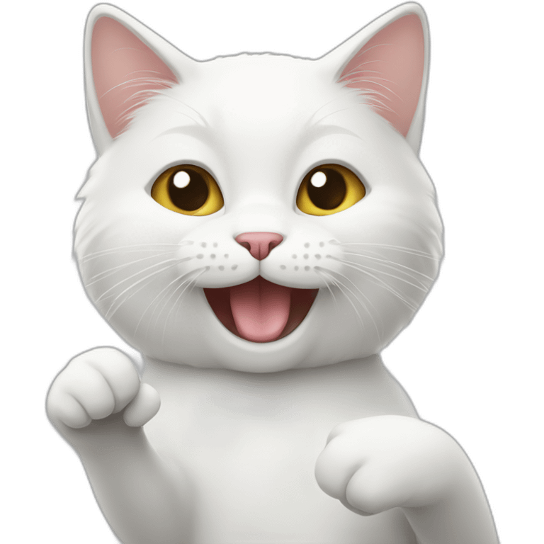 White cat gives a thumbs up emoji