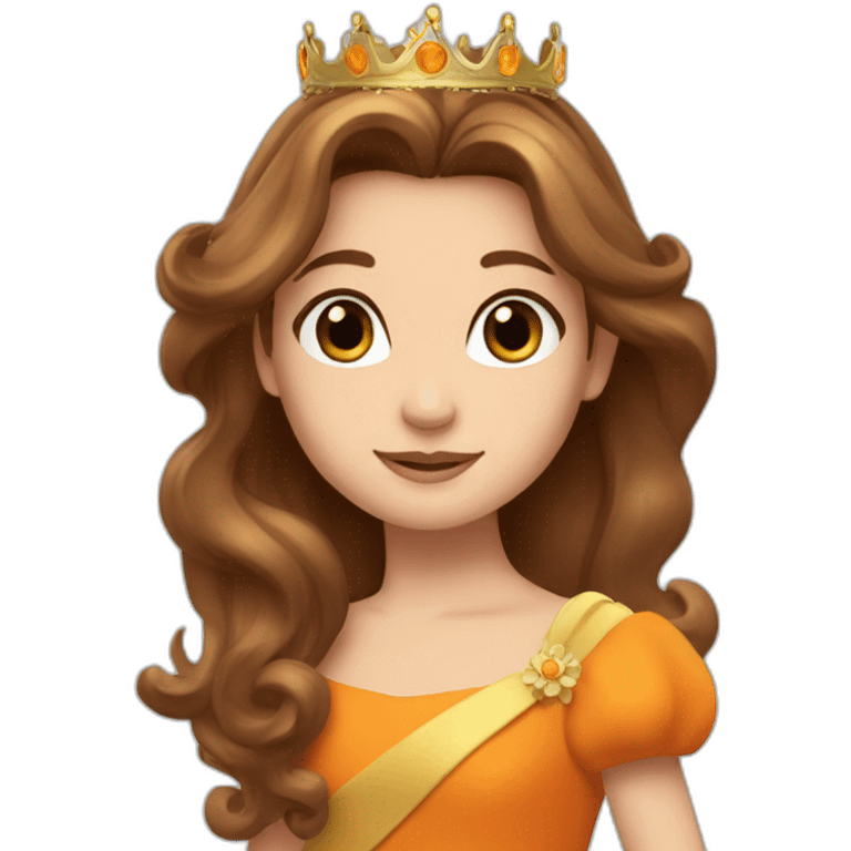 Princesse daisy with Brown hair an orange dress and à crown and long hair emoji