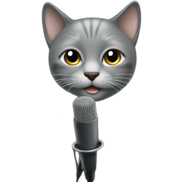 grey kitty face with mic emoji