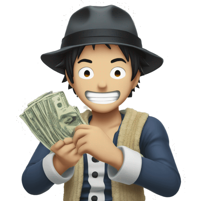 One Piece Ruffy with money in his hand emoji