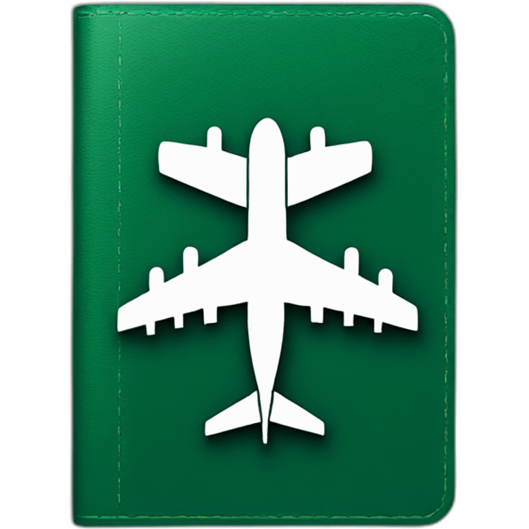 dark green passport with plane emoji