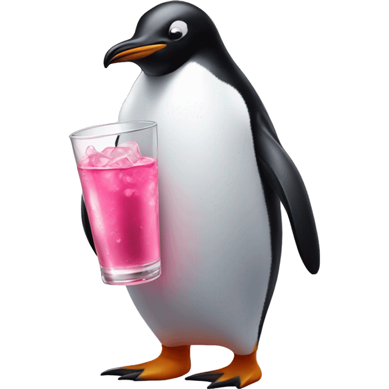 Penguin holding pink liquor  emoji