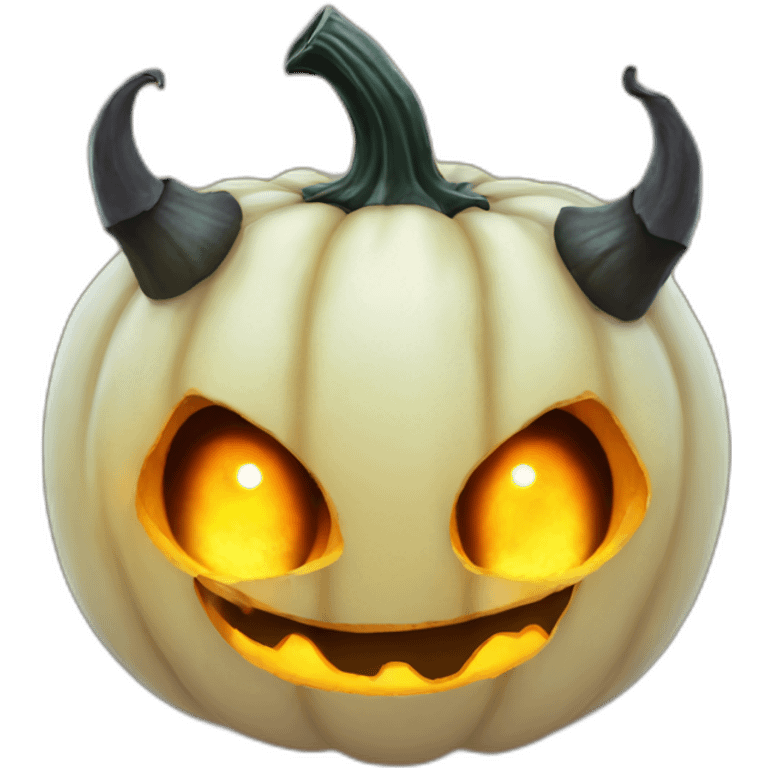 Yellowfire pumpkin head with demon eyes emoji