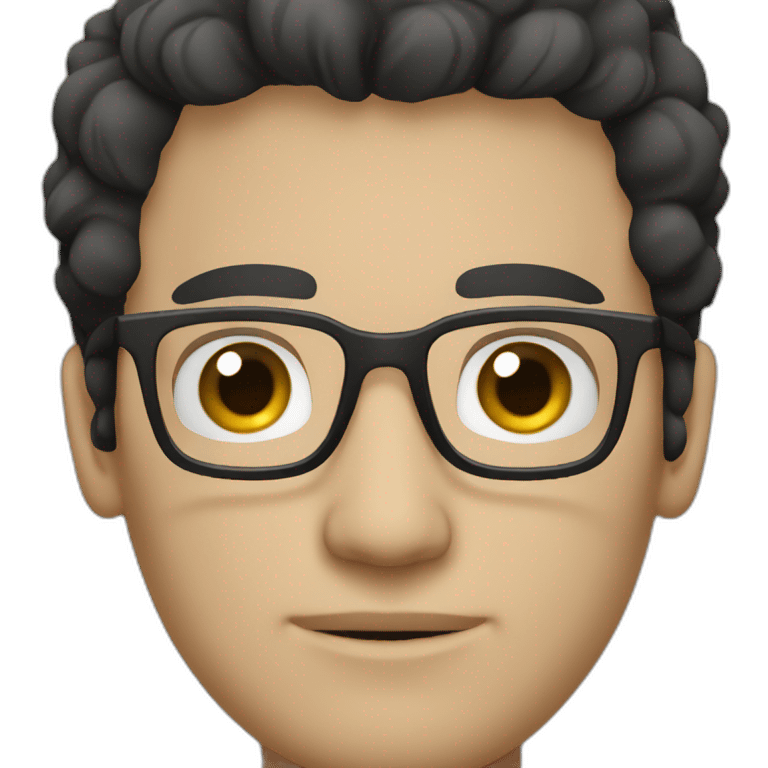 white hispanic guy with black hair, glasses, thin emoji