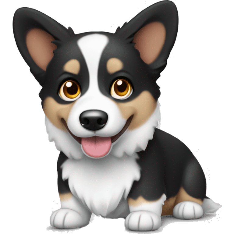 black and white welsh cardigan corgi emoji