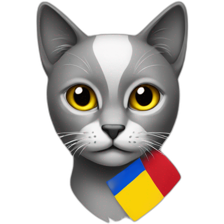 Cat black and white and Romanian flag  emoji