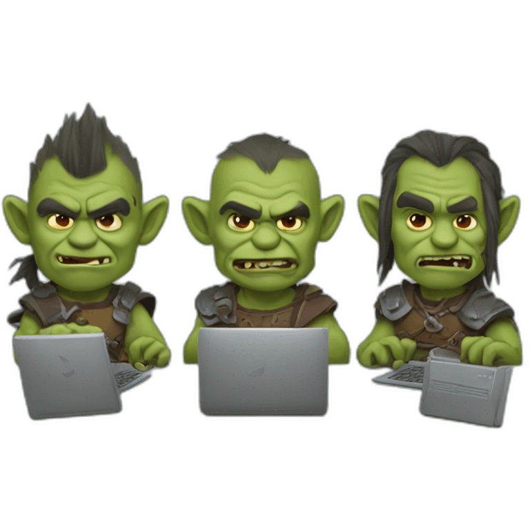 Three orcs with computers emoji