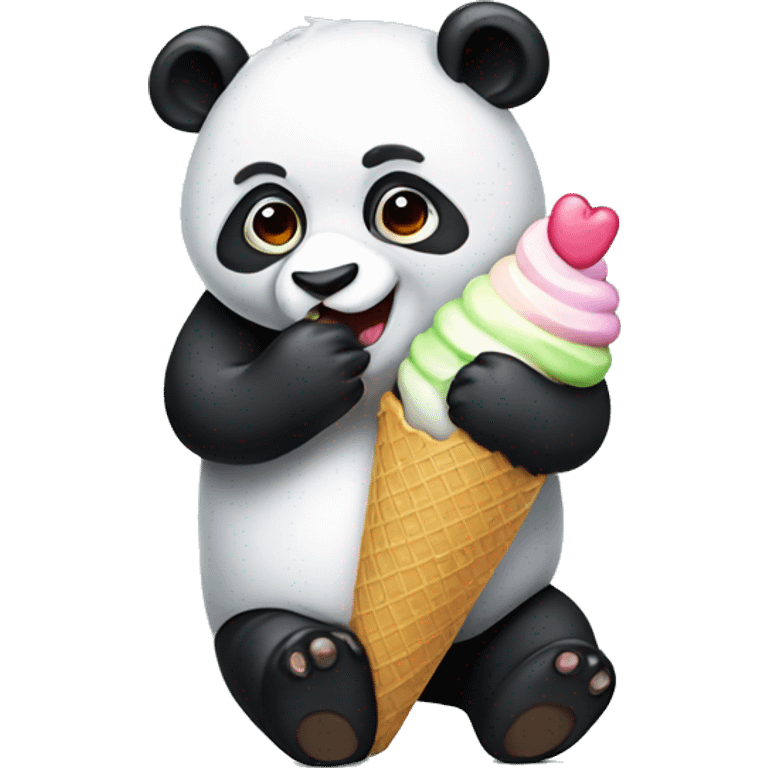 Panda eating ice cream emoji