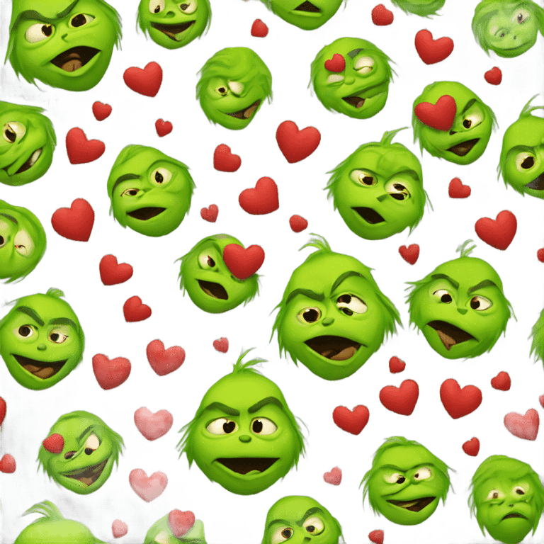 Grinch with red hearts show love emoji