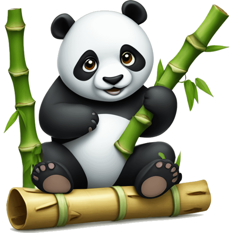 a panda is sitting eating bamboo with VYRM carved on it emoji