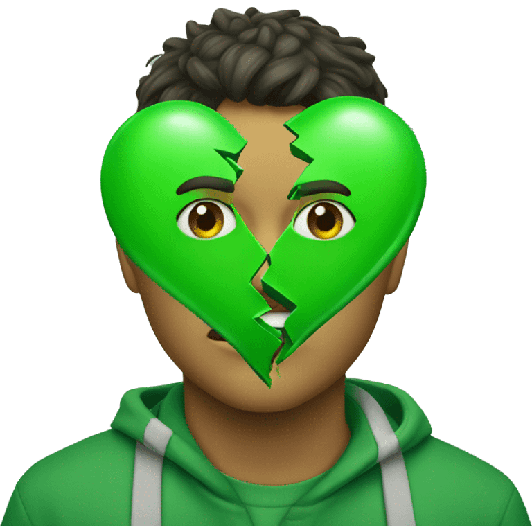 green heart broken in half  emoji