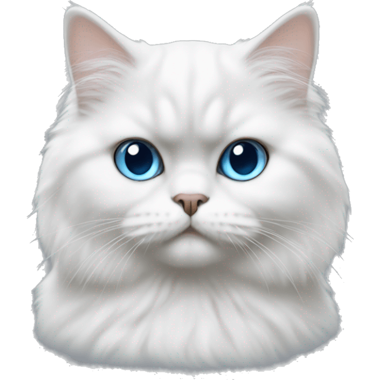 Small white Persian cat with gray face and blue eyes emoji