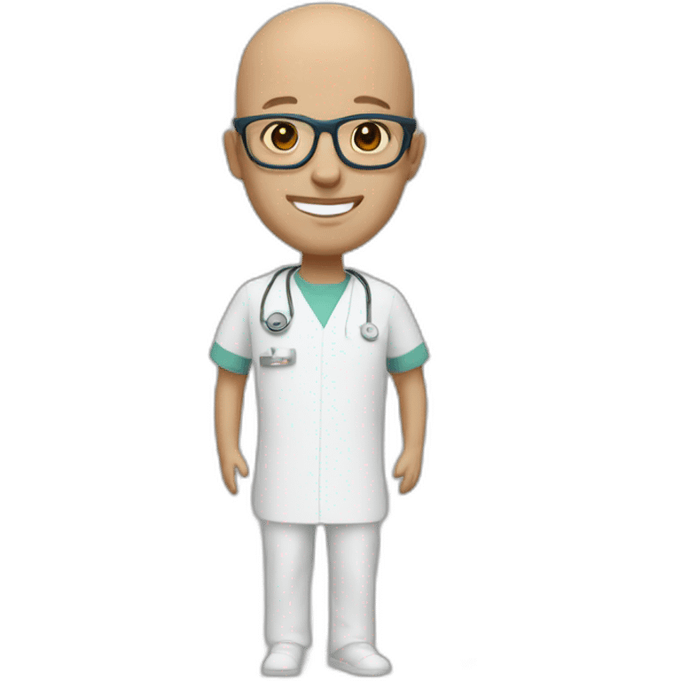 50-year-old bald male nurse with glasses emoji