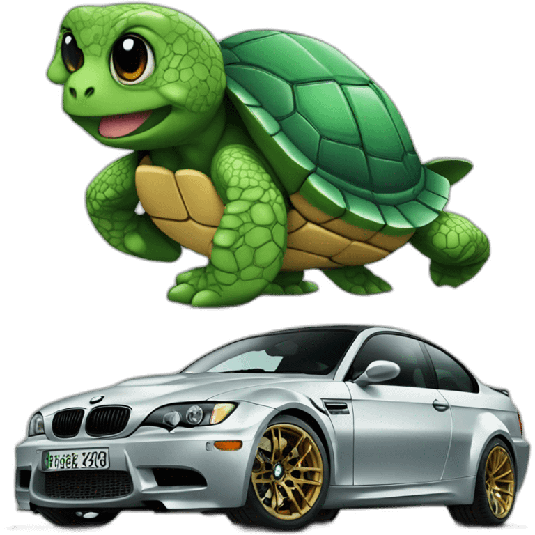 Tortue dans une BMW m3 emoji