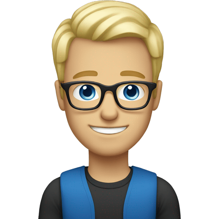 Blond White guy with blue eyes and glasses emoji