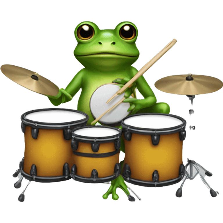 Frog playing drums emoji