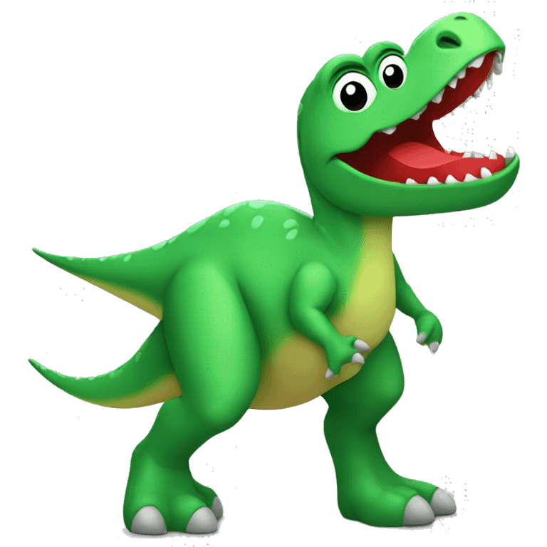 green dinosaur wearing a red t-shirt emoji