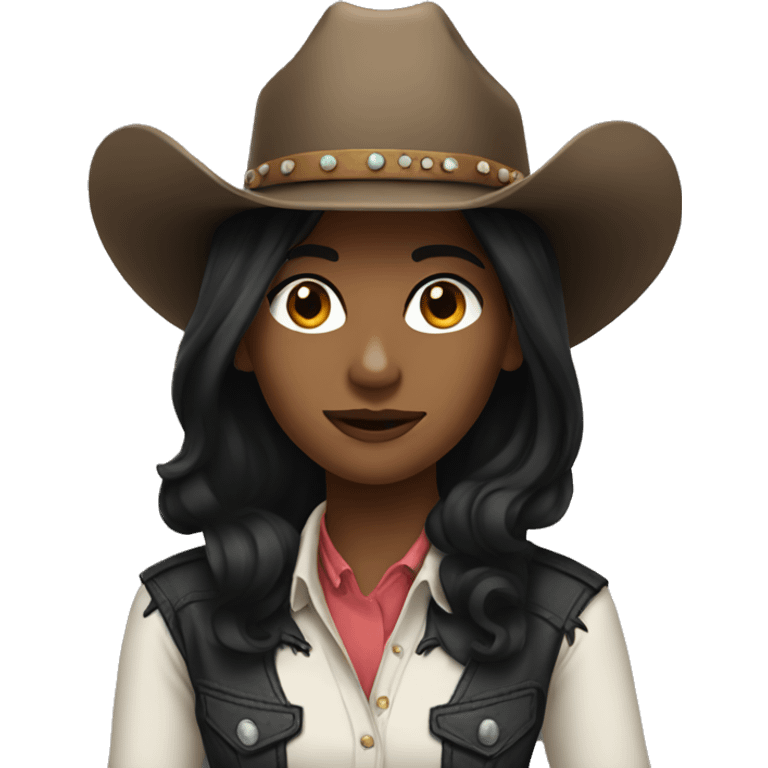 cowgirl portrait with black hair emoji