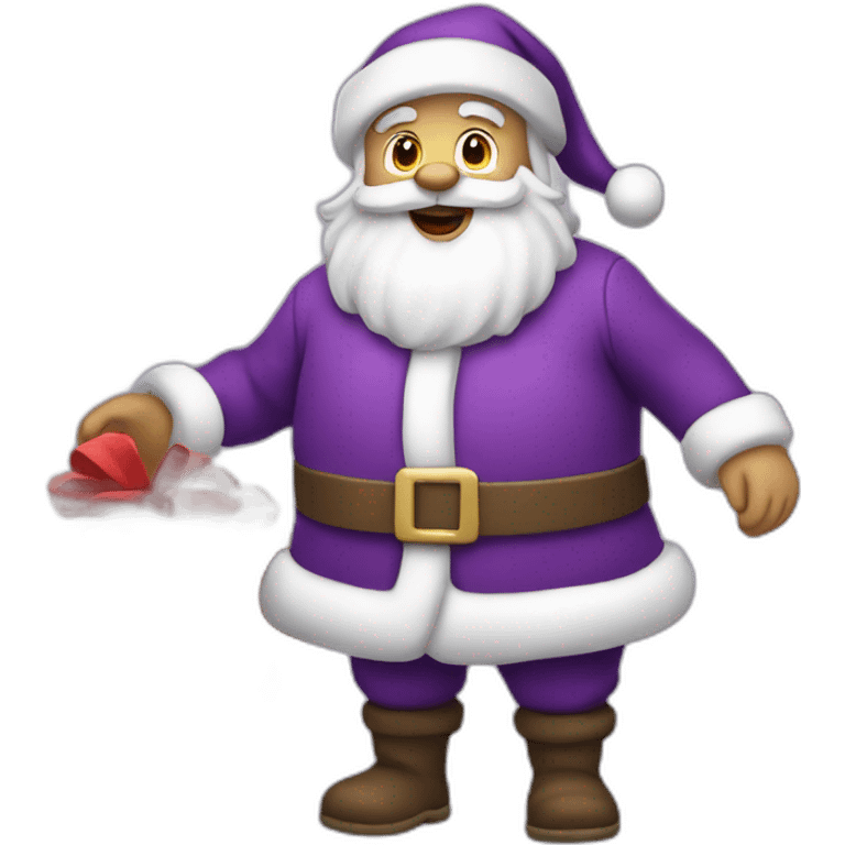 Santa Claus dressed in purple delivering presents emoji