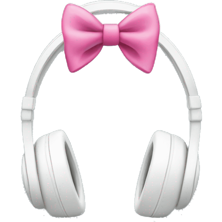 White headphones with a pink bow emoji