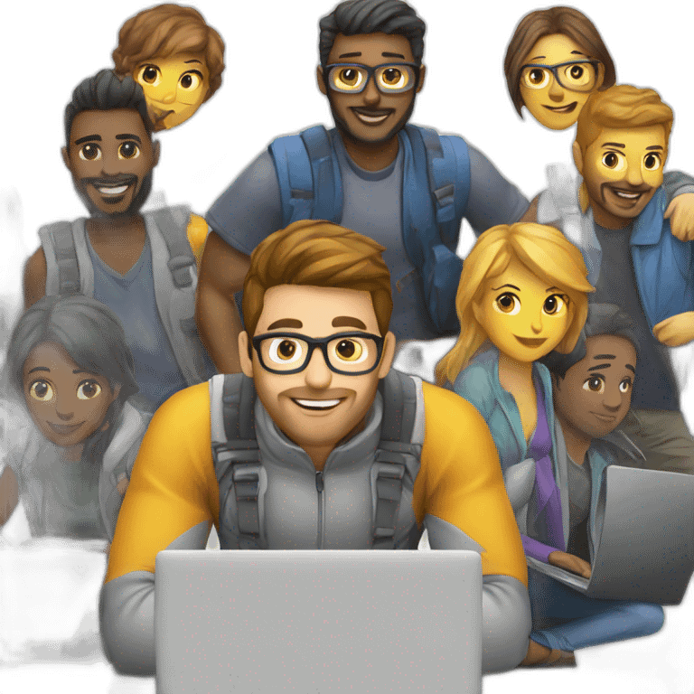 developer team programming on laptops emoji