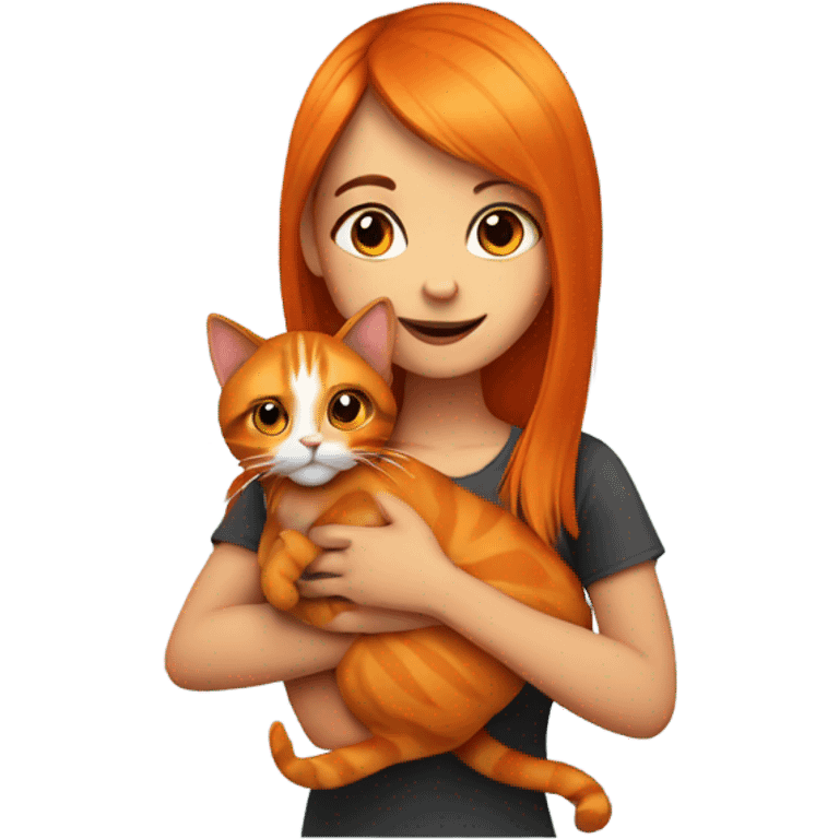 girl holding orang cat  emoji