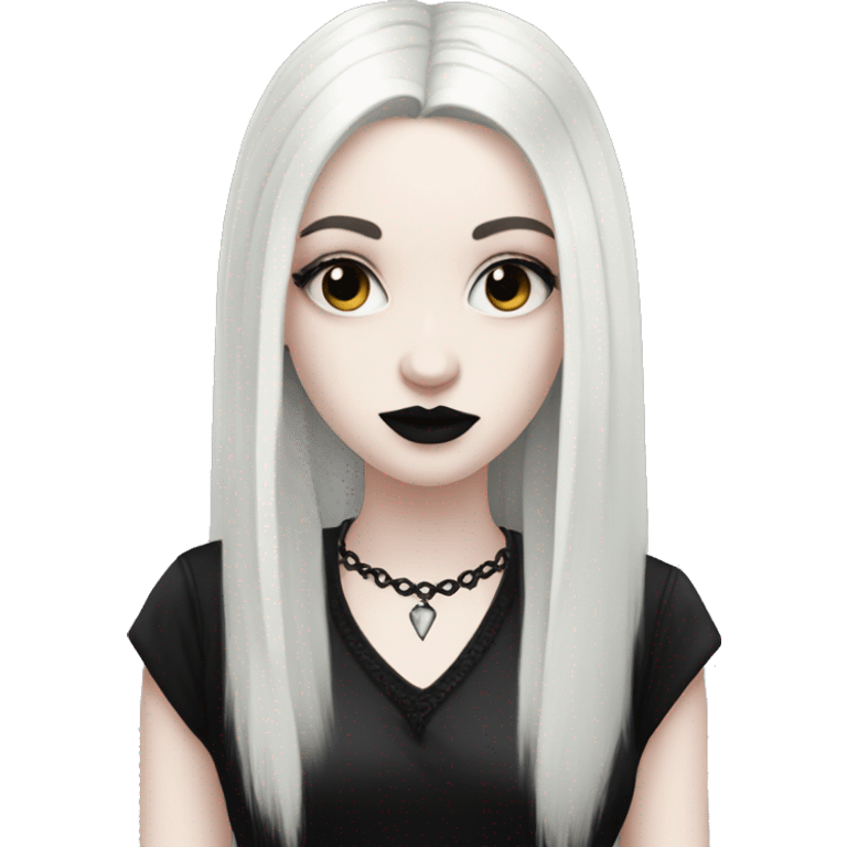 pale skin goth girl black hair emoji