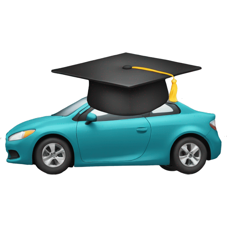 Car with graduate cap emoji