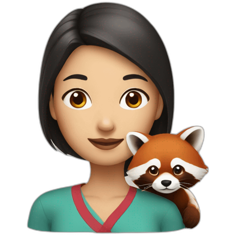 Asian woman with red panda emoji