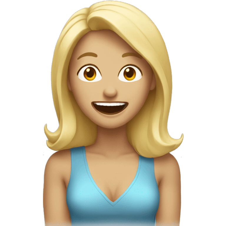 Blonde woman laugh emoji