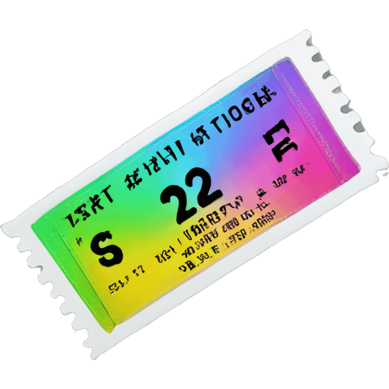 ticket, rainbow color, 3d emoji