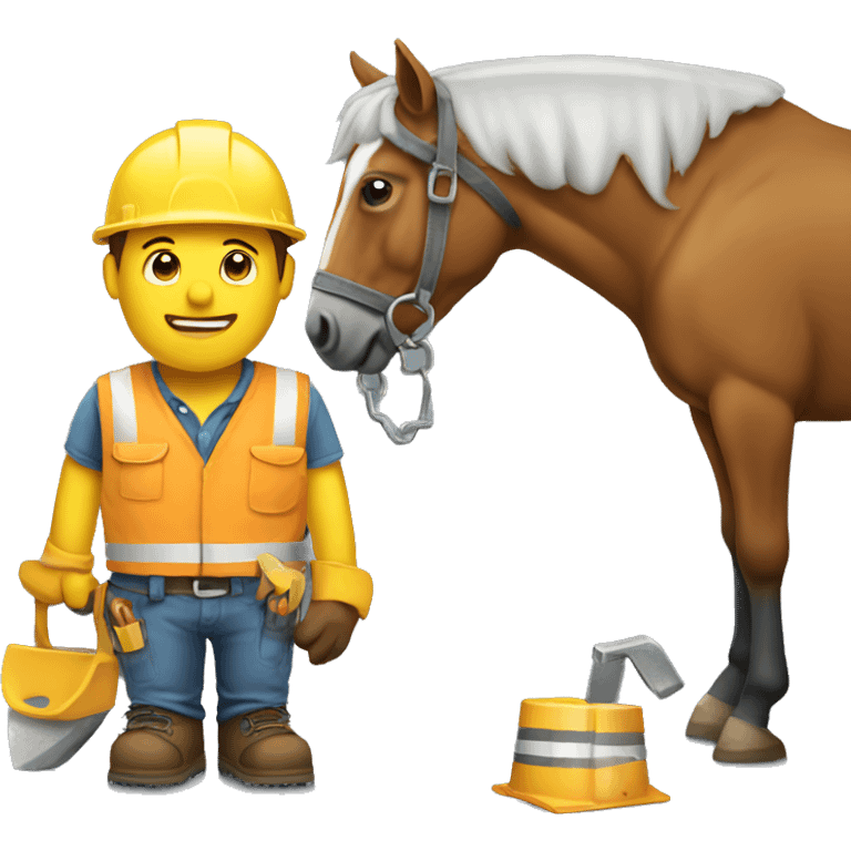 Horse doing construction worker  emoji