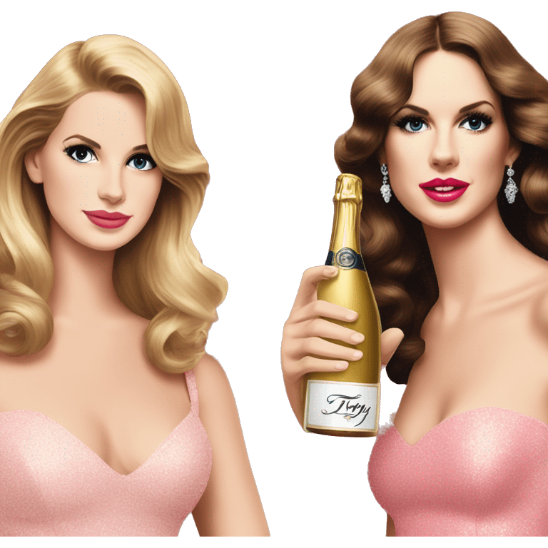 Lana del Rey & Taylor Swift drinking champagne pink dress emoji