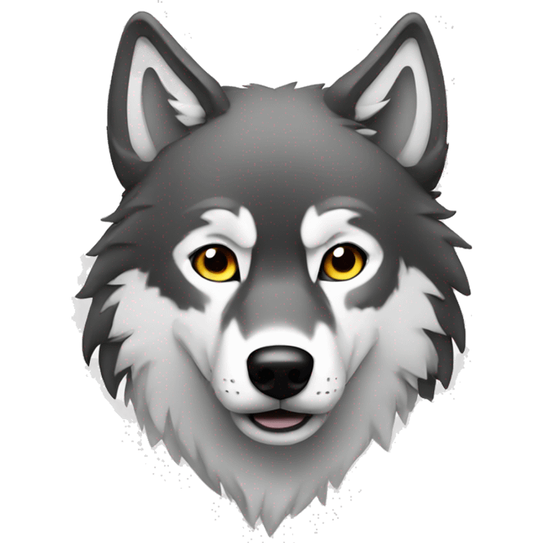 wolf black and white with white eyes emoji