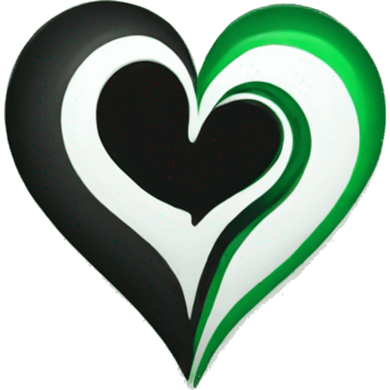 Half black and half Green swirl heart emoji