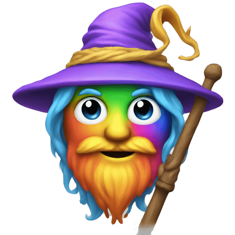 rainbow wizard with staff emoji