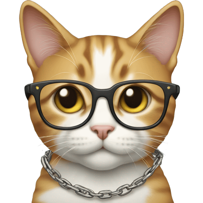 cat with glasses and chain emoji