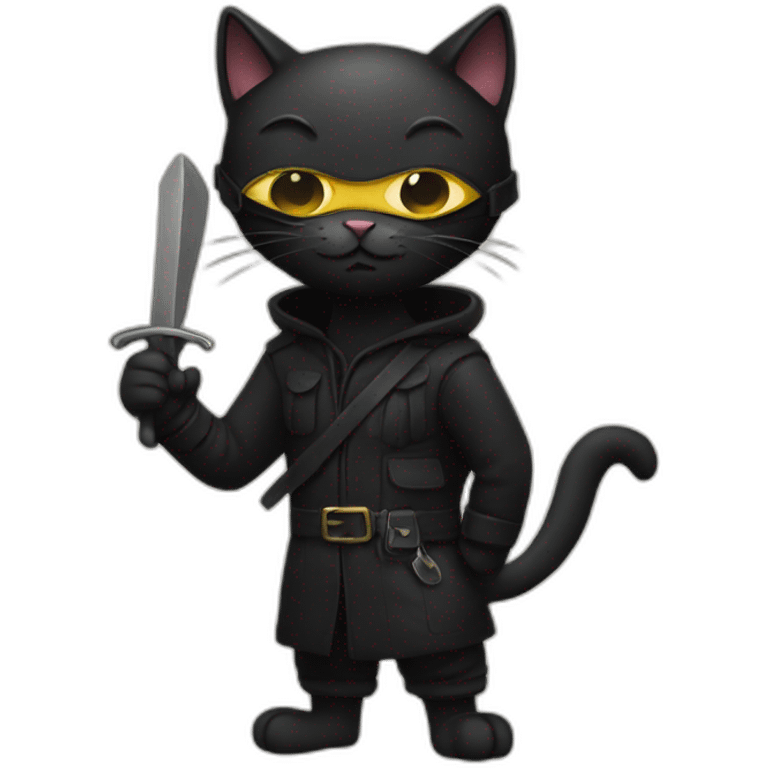 A black cat as a thief thief with blindfold emoji